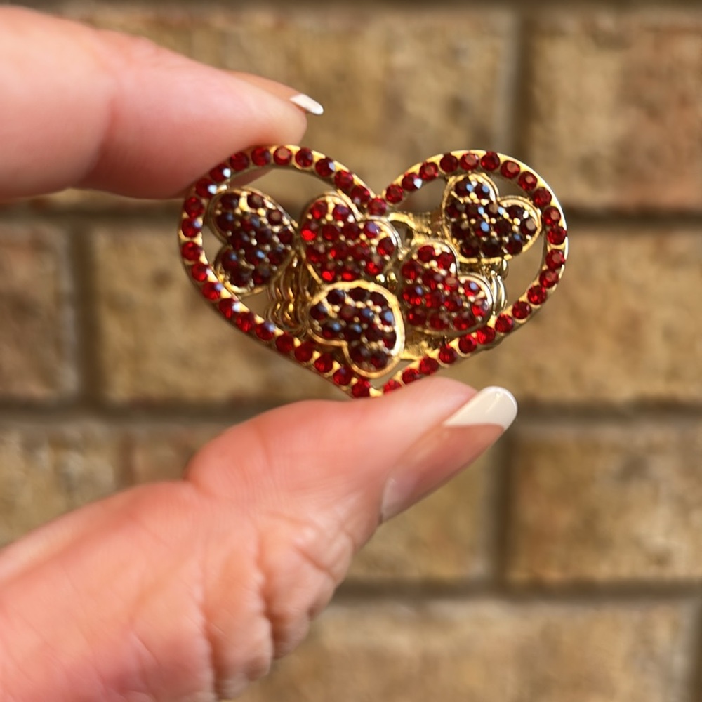 New - Adjustable Heart, Rhinestone Ring - image 4